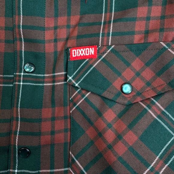 Dixxon Shirt Mens Medium Green Plaid Mistletoe Flannel Button Down Long Sleeve - Picture 8 of 11
